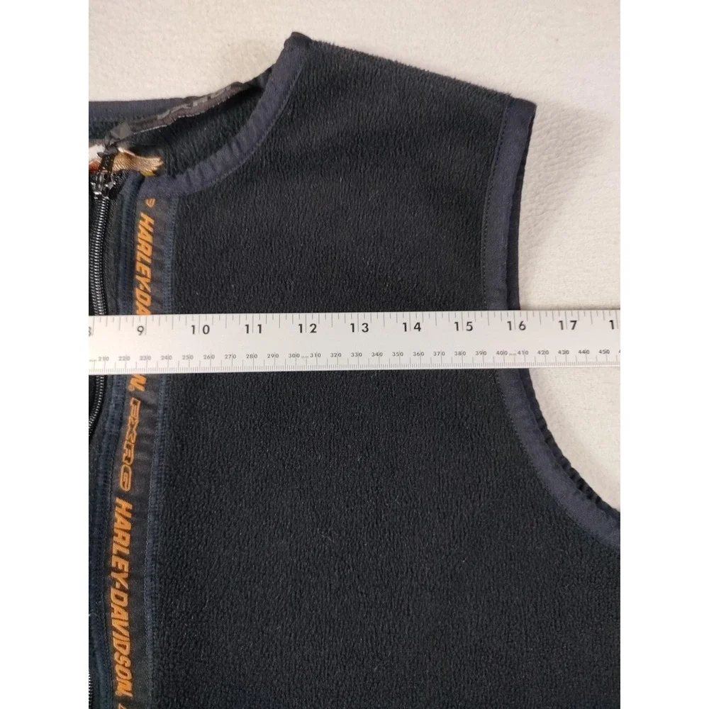 Vintage Harley Davidson Vest Mens XL Black Fleece Full Zip Motorcycle Riding